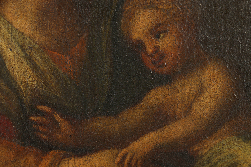 Old Master School Oil Painting on Canvas of a Madonna and Child