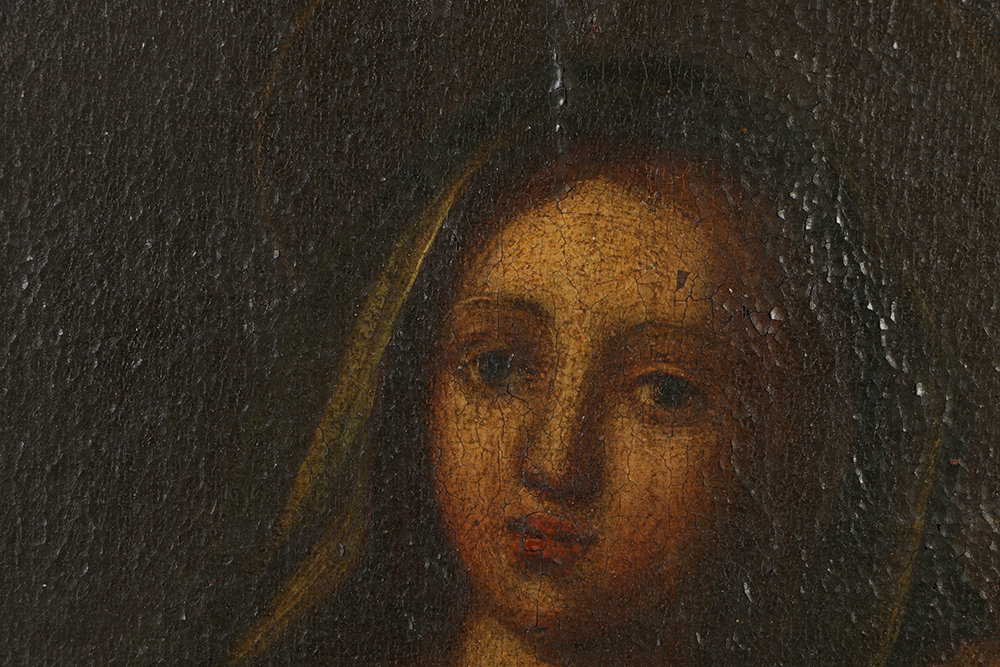 Old Master School Oil Painting on Canvas of a Madonna and Child