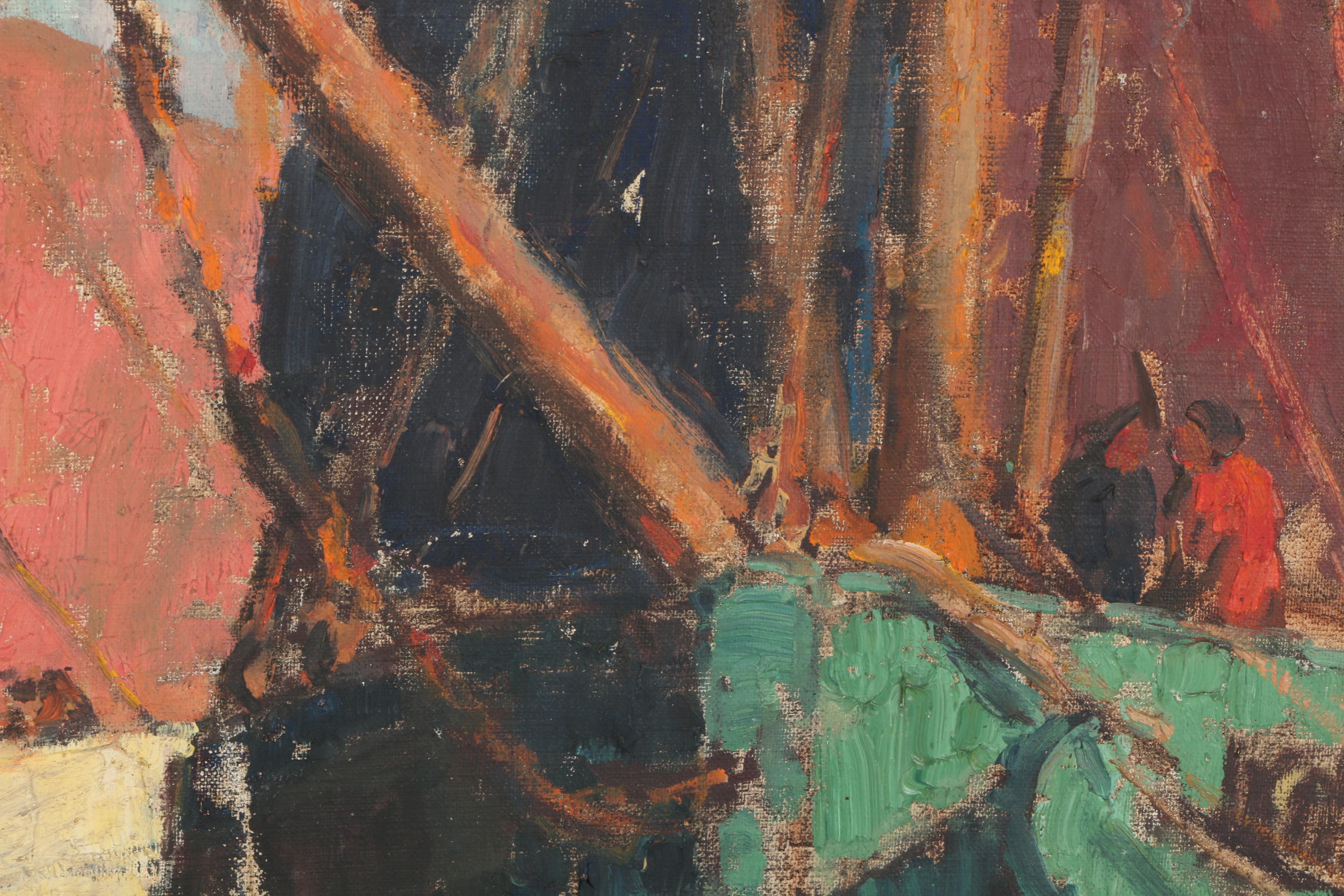 Malcolm Humphreys Oil on Canvas "Tuna Boats at Concarneau"