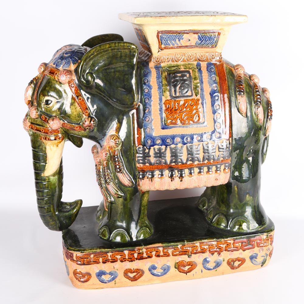 Vietnamese Ceramic Elephant Garden Stools