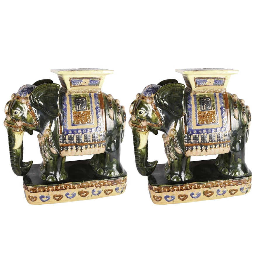 Vietnamese Ceramic Elephant Garden Stools