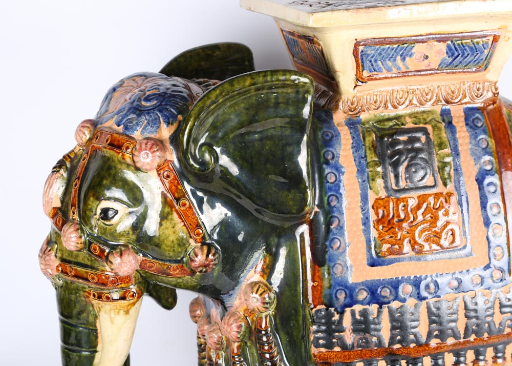 Vietnamese Ceramic Elephant Garden Stools