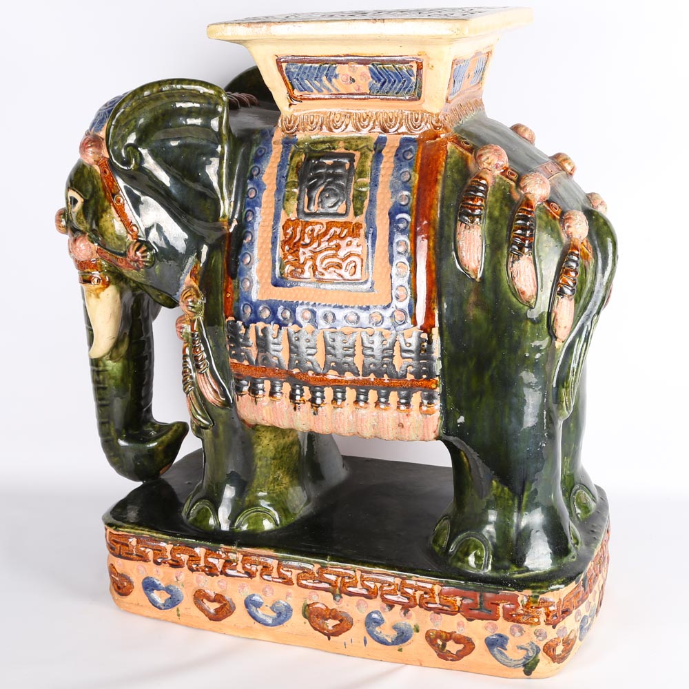 Vietnamese Ceramic Elephant Garden Stools