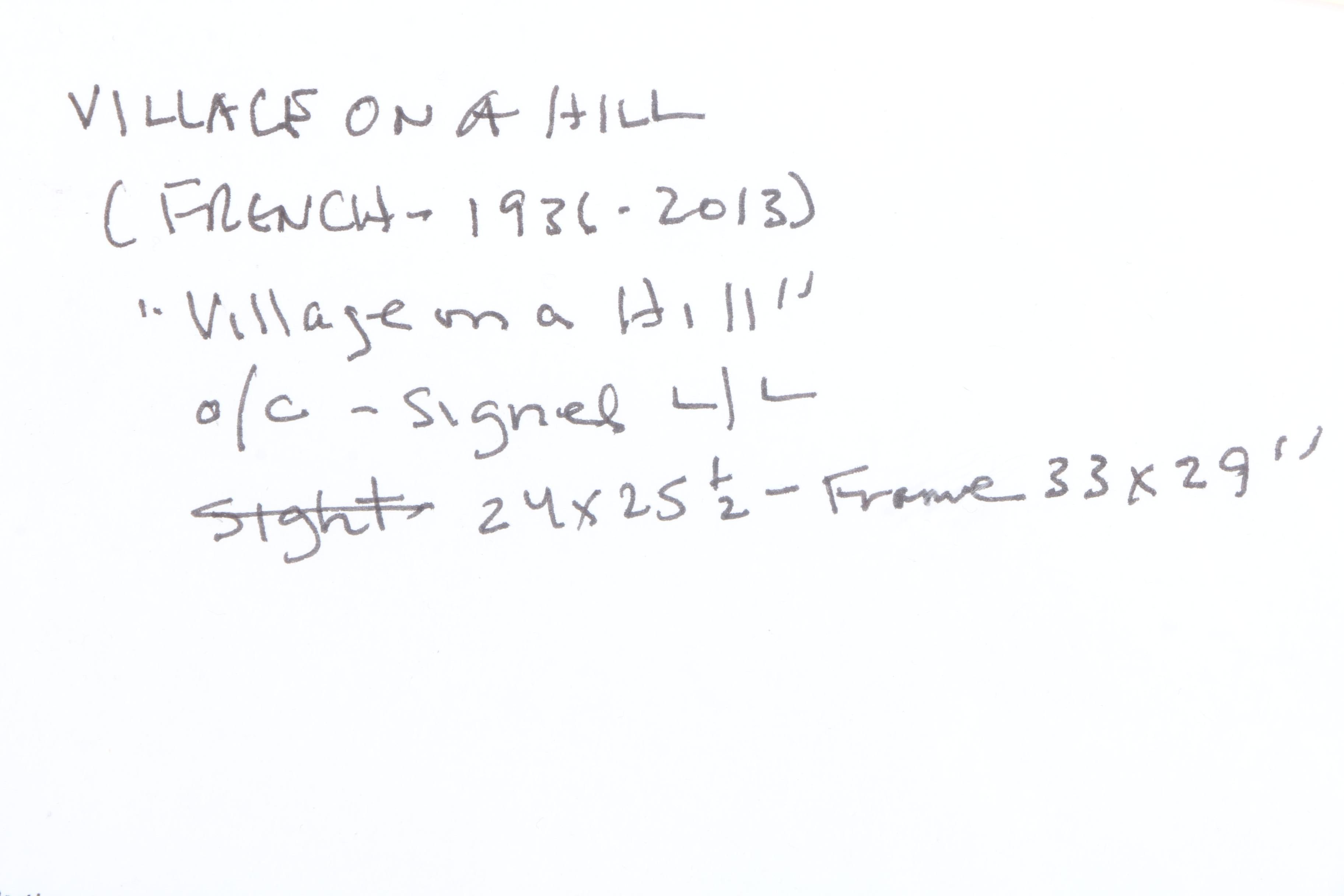 Gérard Passet Oil on Canvas Landscape"Village on a Hill"