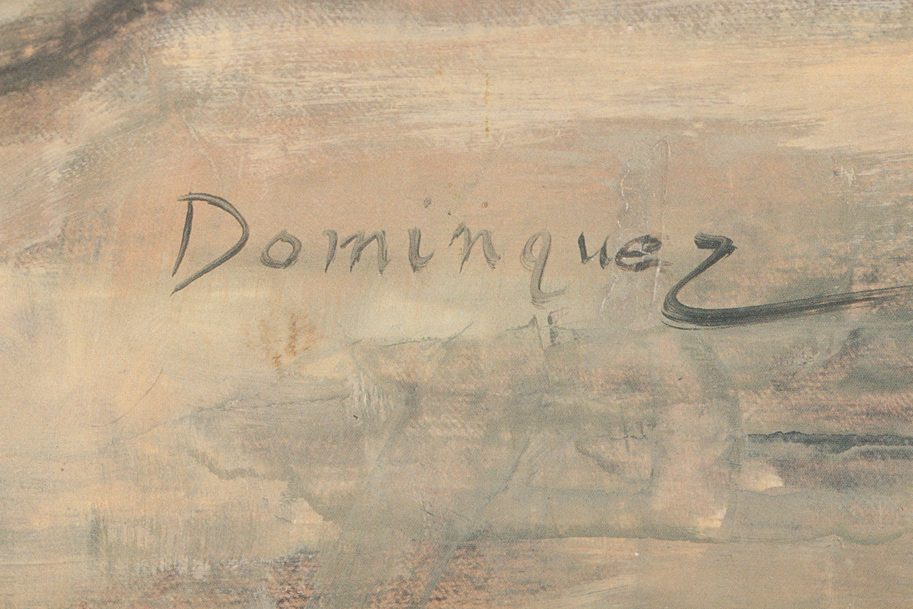 Offset Lithograph After Miguel Dominguez "Courtyard Bicycle"