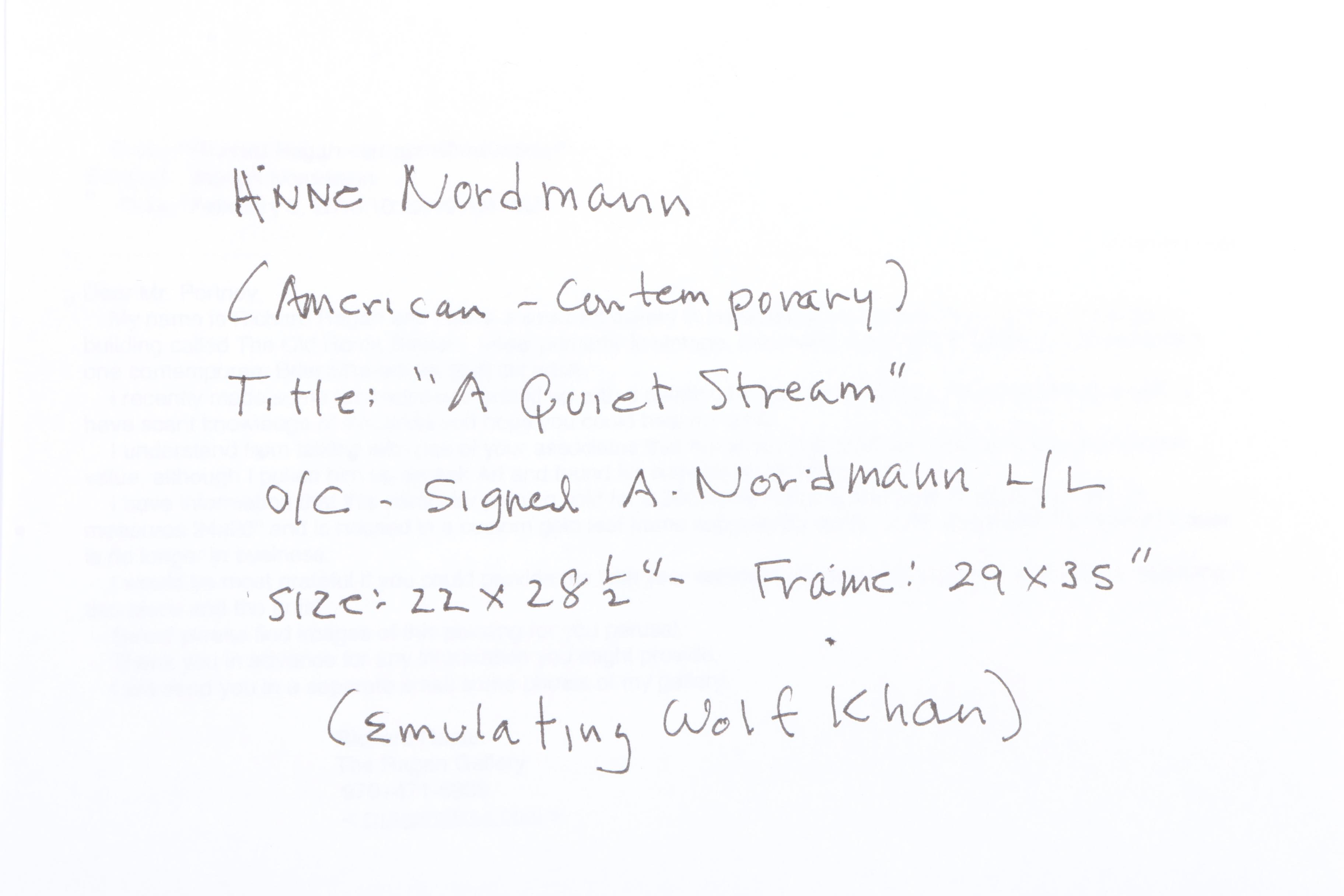 Anne Nordmann Oil on Canvas "A Quiet Stream"