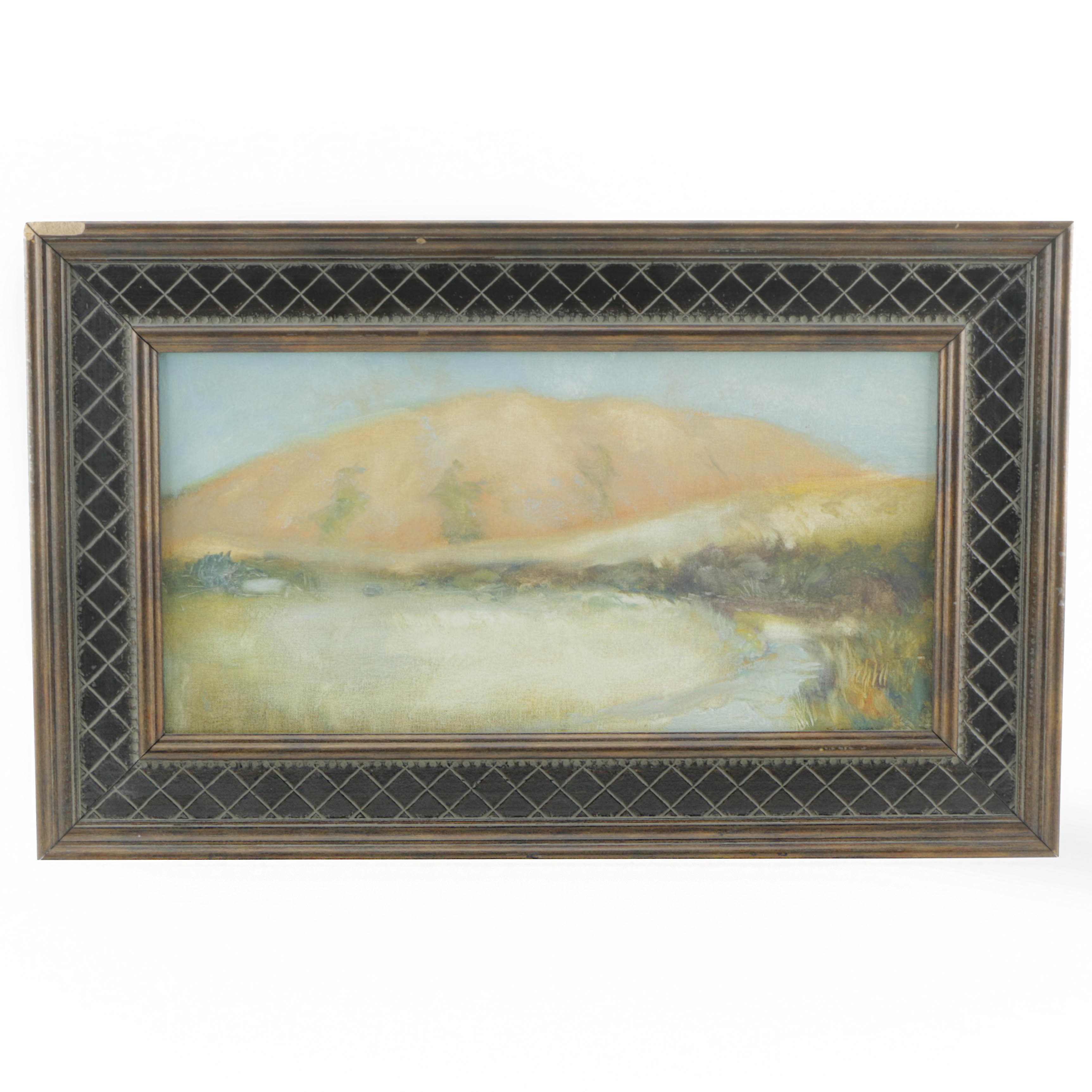 Susan Strong Oil Painting on Canvas Board "Stream with Yellow Haze"