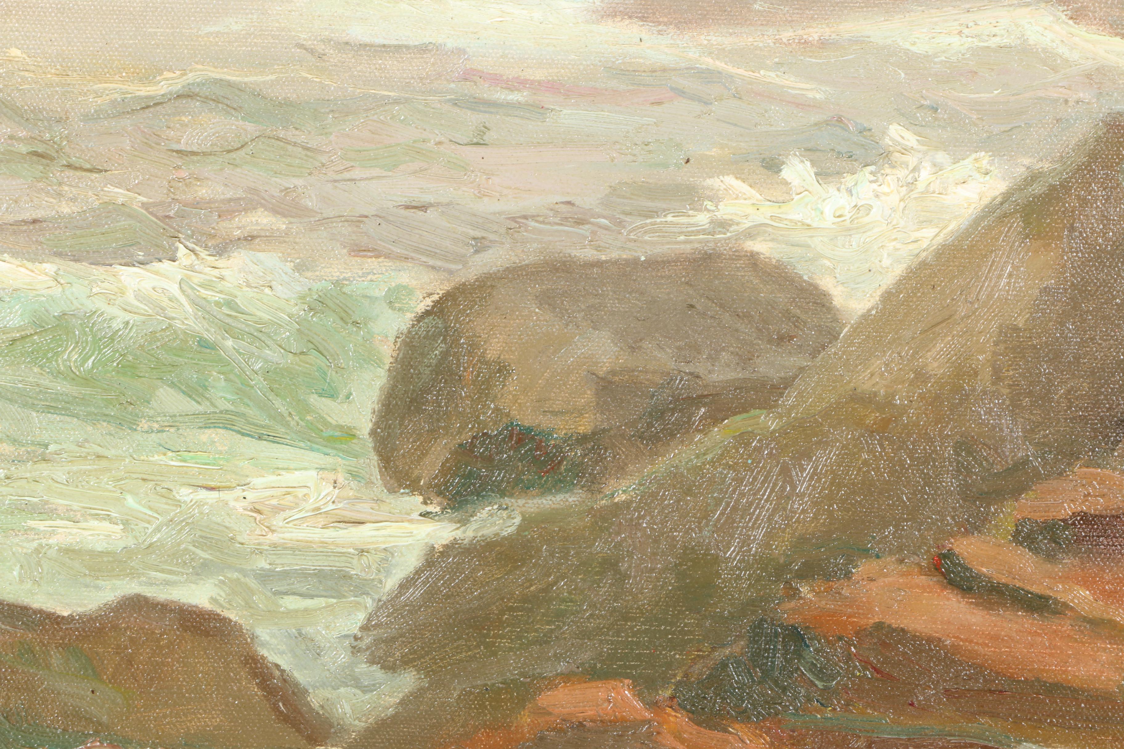 Joseph Rimini Oil Painting on Canvas "Rocky Shore"