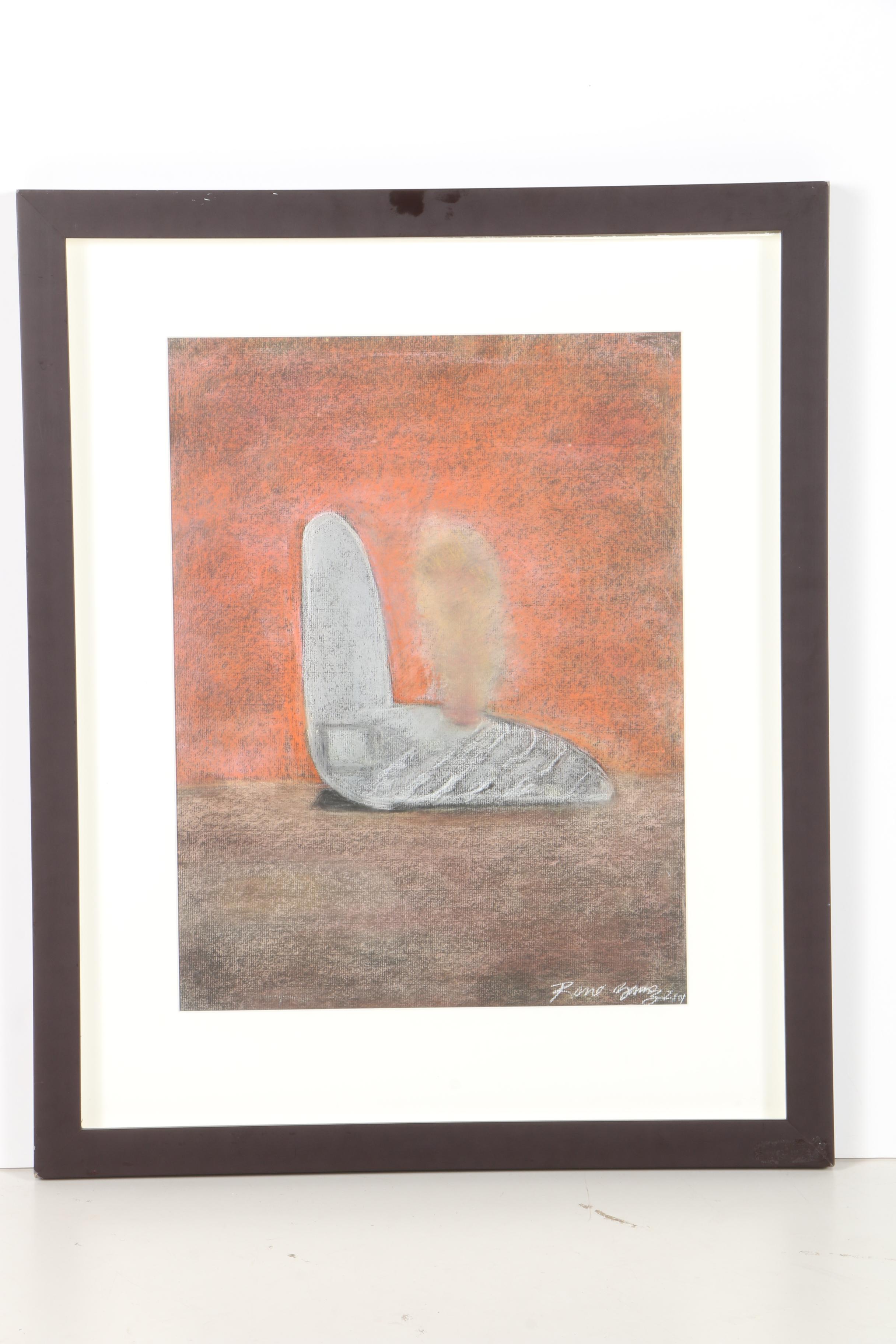 Conte Crayon Drawing of Abstract Shapes