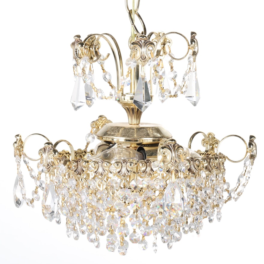 Gold Tone and Crystal Chandelier