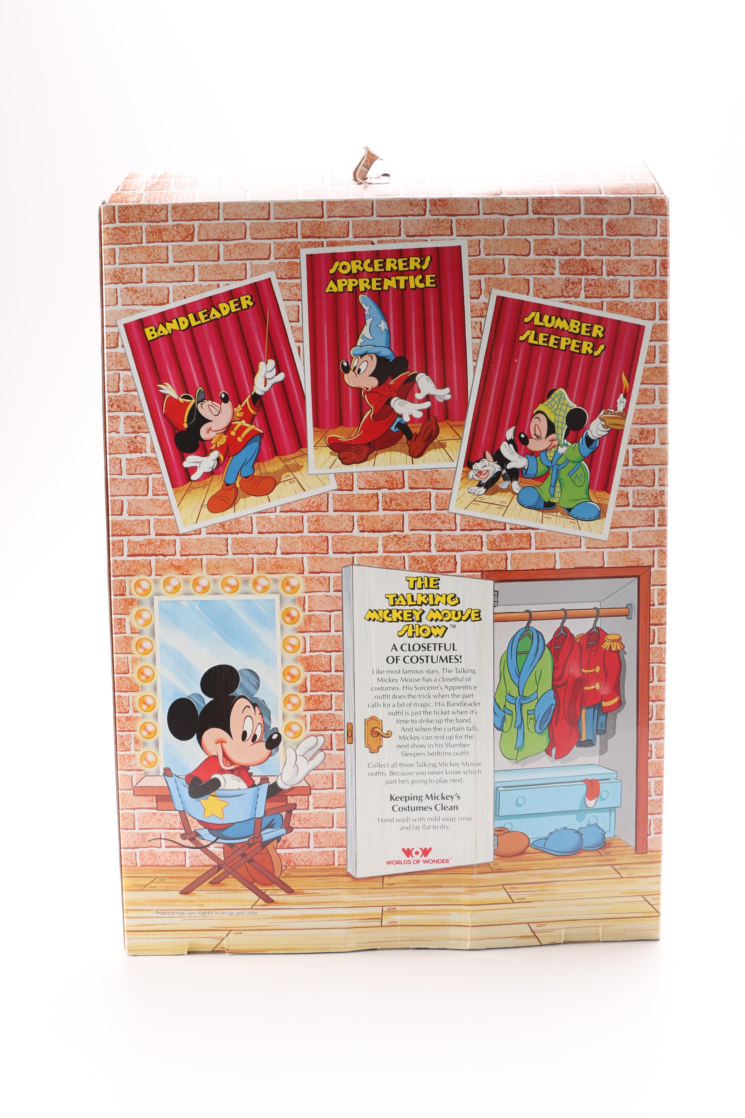 1986 The Talking Mickey Mouse Toy with Bandleader and Sorcerers Apprentice Costume