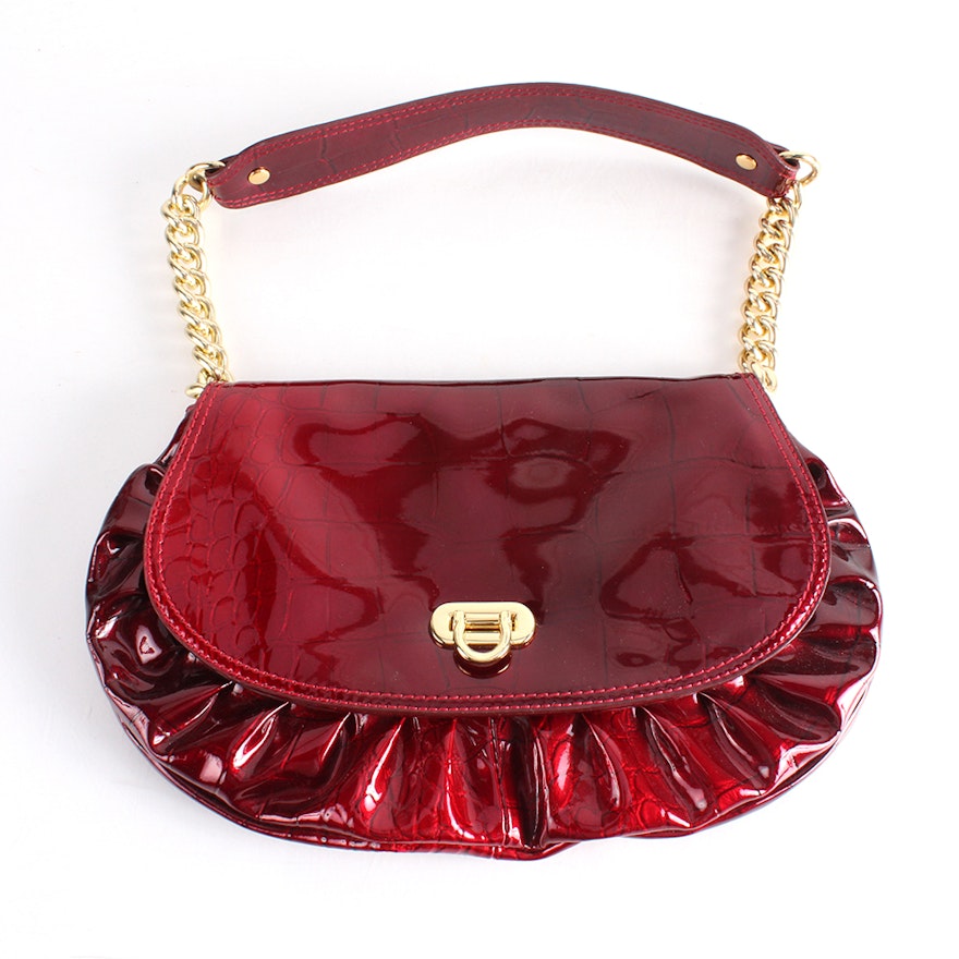 Kate Landry Metallic Red Patent Leather Handbag