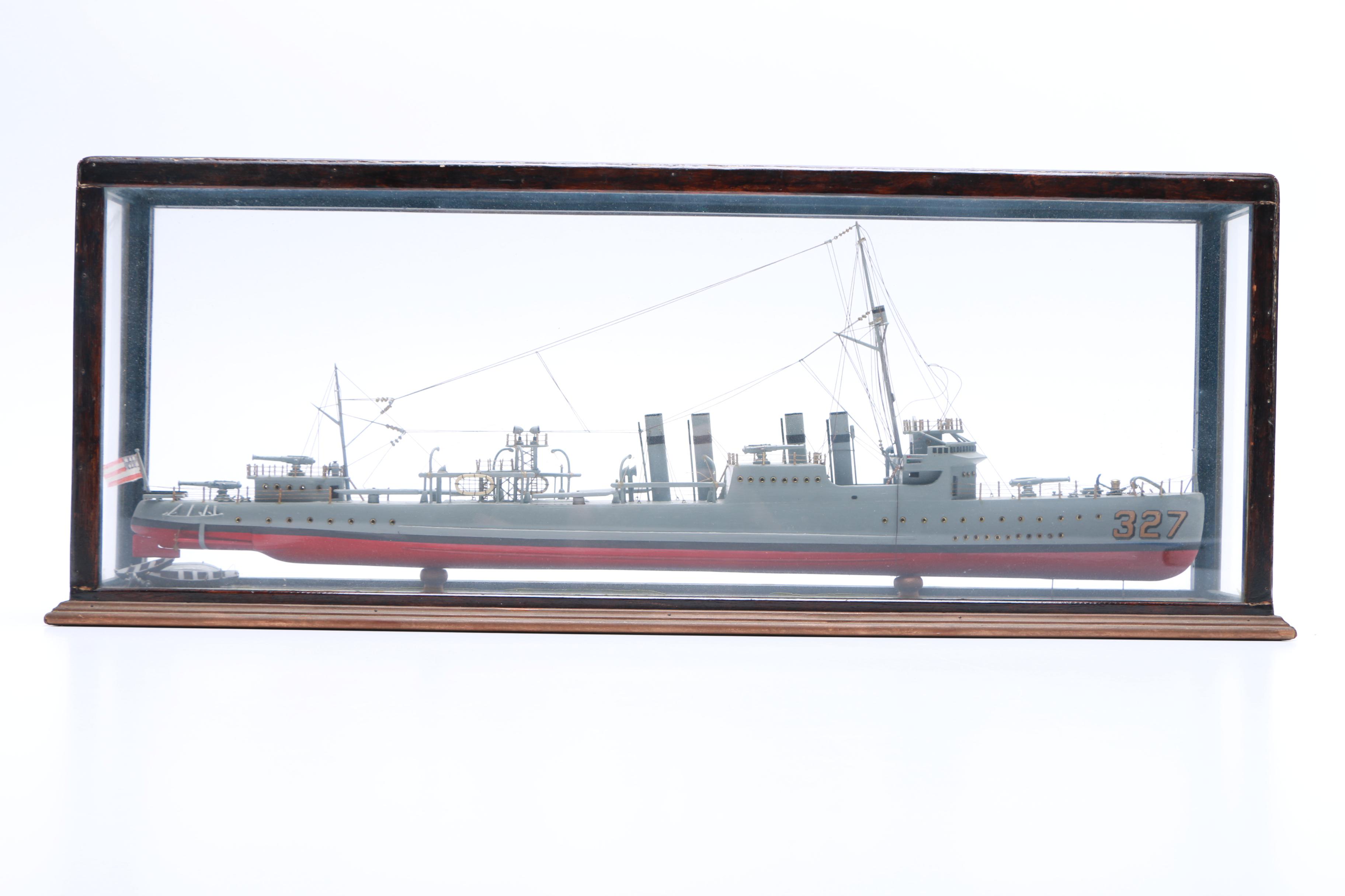 Vintage USS Destroyer "Preston" Shadow Box Ship