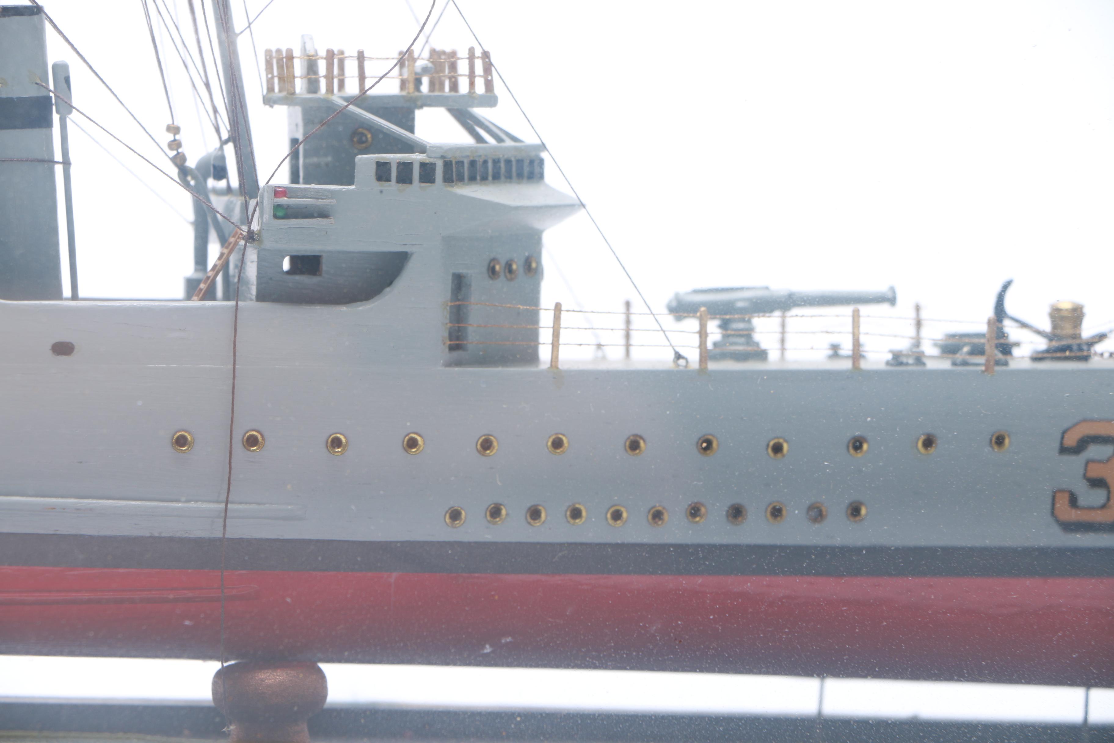 Vintage USS Destroyer "Preston" Shadow Box Ship