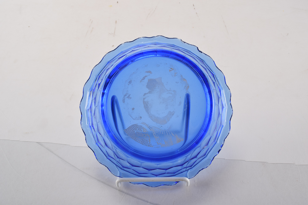 Collection of Vintage and Reproduction Shirley Temple Blue Glassware