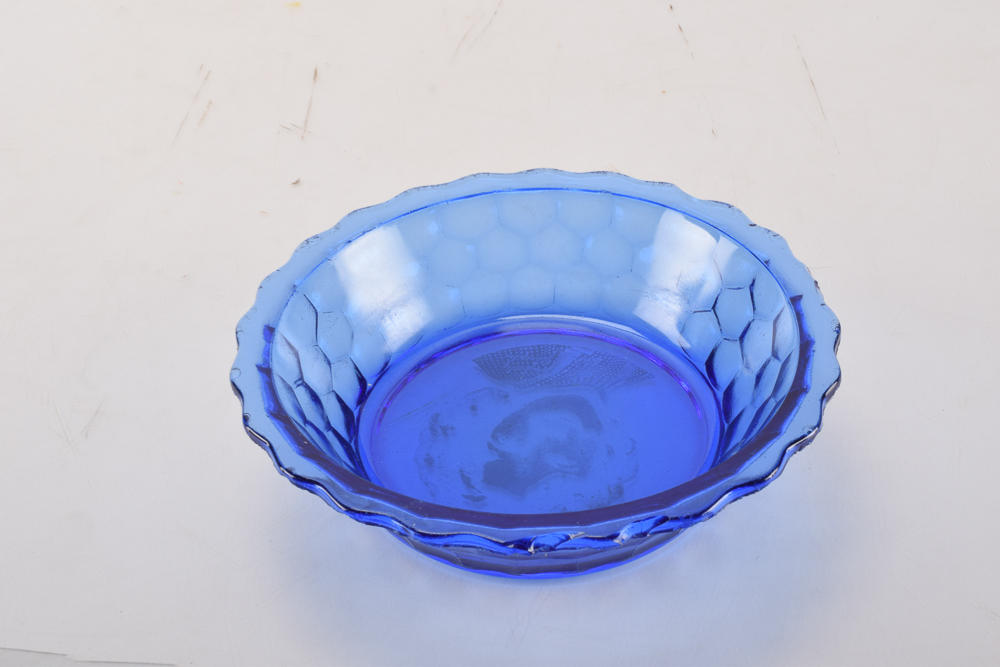 Collection of Vintage and Reproduction Shirley Temple Blue Glassware