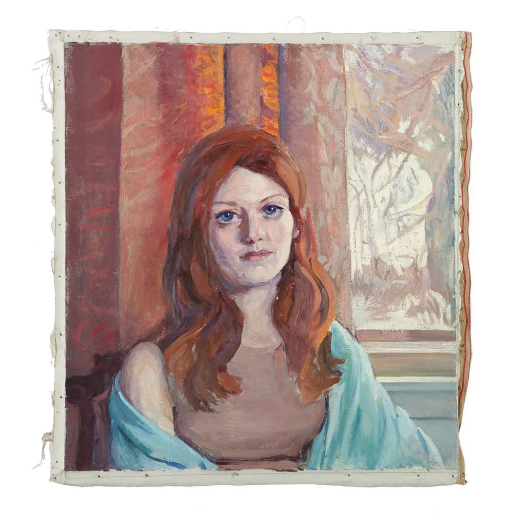 Emily B. Waite Oil Painting on Unstretched Canvas Portrait of a Red-haired Woman