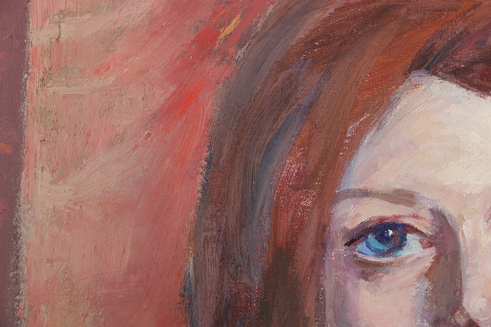 Emily B. Waite Oil Painting on Unstretched Canvas Portrait of a Red-haired Woman