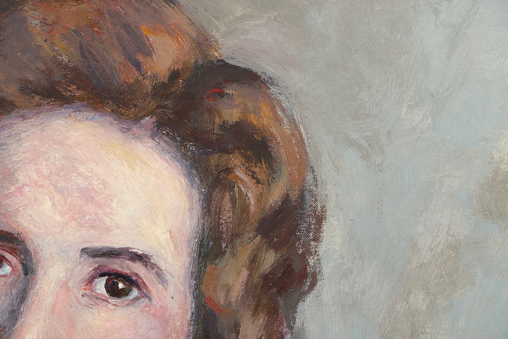 Emily B. Waite Oil Painting on Unstreached Canvas of a Woman