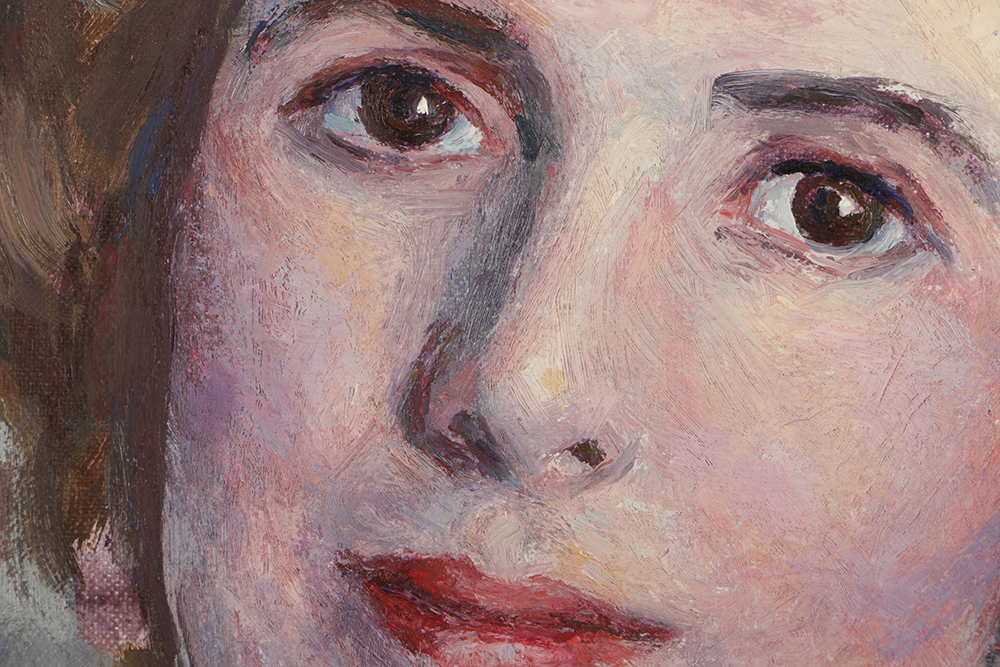 Emily B. Waite Oil Painting on Unstreached Canvas of a Woman