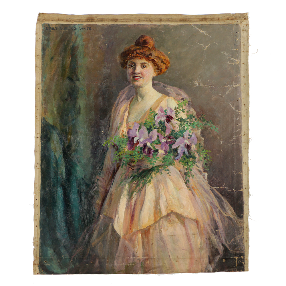 Emily B. Waite Oil Painting on Unstretched Canvas Portrait of a Woman