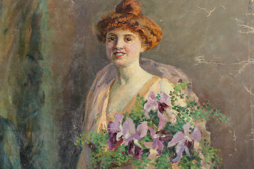 Emily B. Waite Oil Painting on Unstretched Canvas Portrait of a Woman