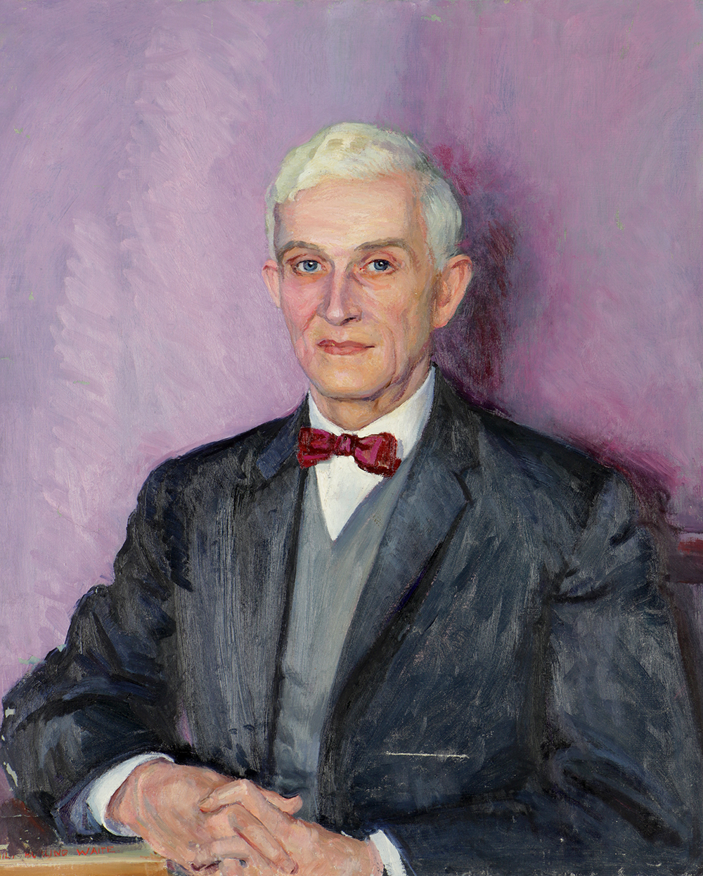 Emily B. Waite Oil Painting Portrait of Man with Bow Tie