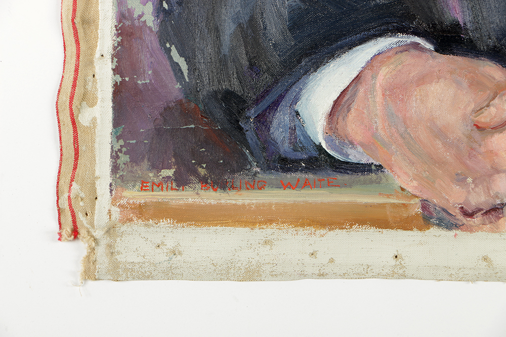 Emily B. Waite Oil Painting Portrait of Man with Bow Tie