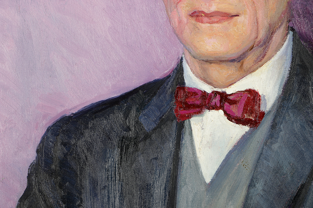 Emily B. Waite Oil Painting Portrait of Man with Bow Tie
