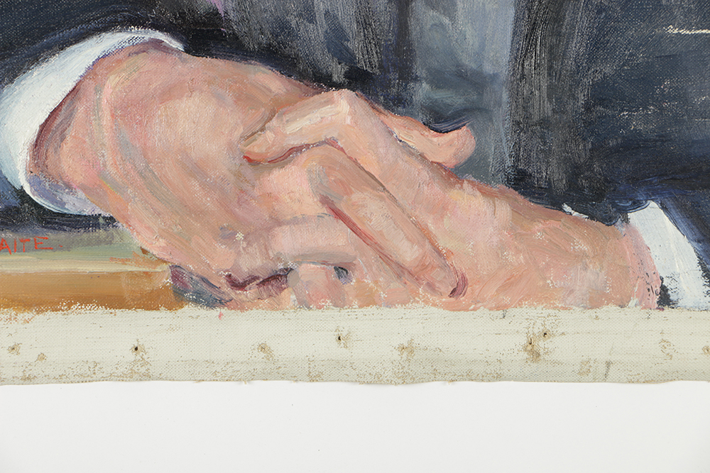 Emily B. Waite Oil Painting Portrait of Man with Bow Tie