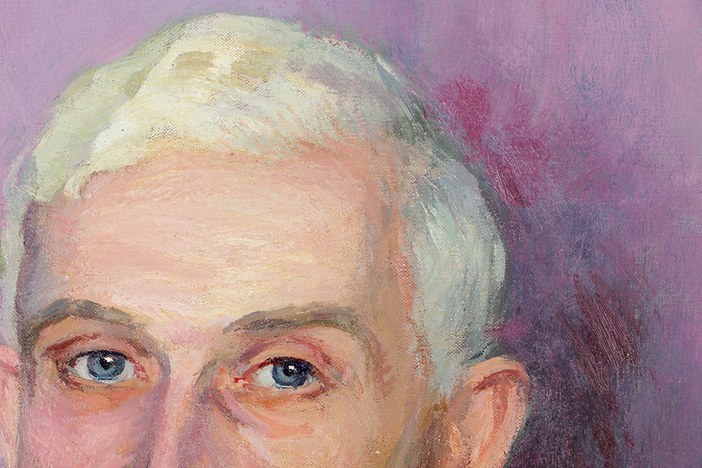 Emily B. Waite Oil Painting Portrait of Man with Bow Tie