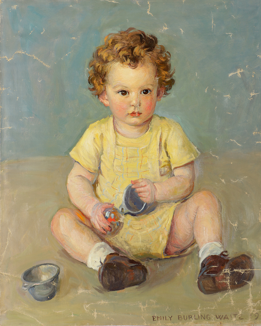 Emily B. Waite Oil Painting on Unstretched Canvas Portrait of a Baby