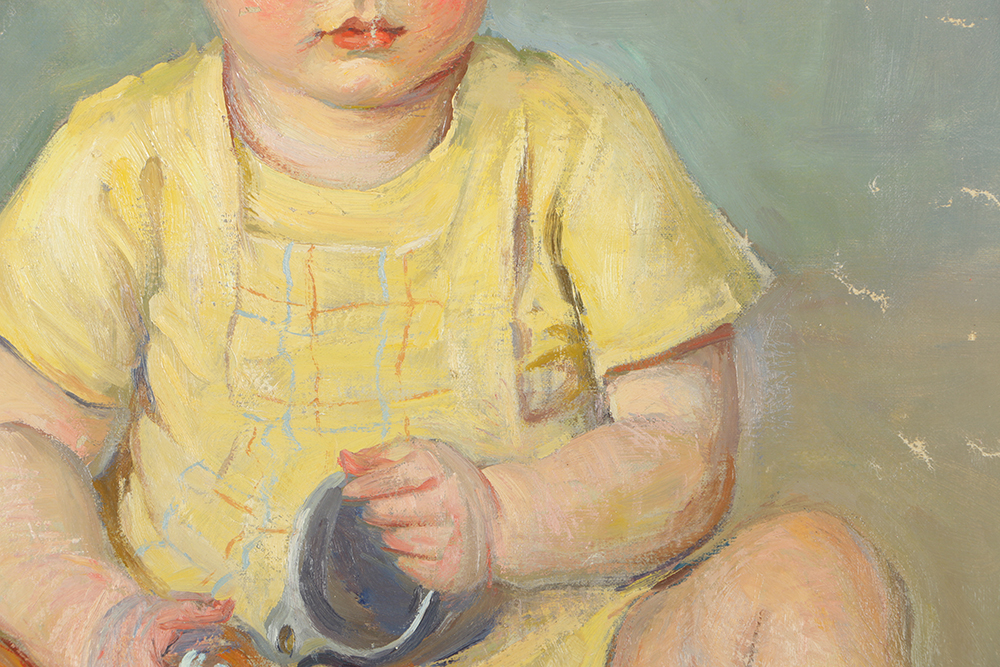 Emily B. Waite Oil Painting on Unstretched Canvas Portrait of a Baby