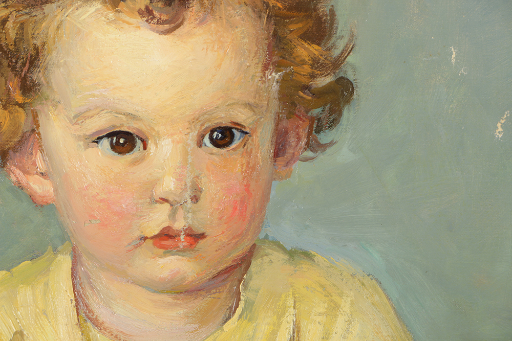 Emily B. Waite Oil Painting on Unstretched Canvas Portrait of a Baby