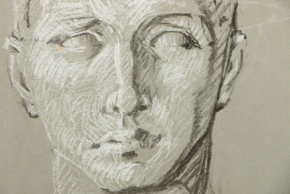 Emily B. Waite Double Sided Colored Charcoal Drawing Anatomical Study