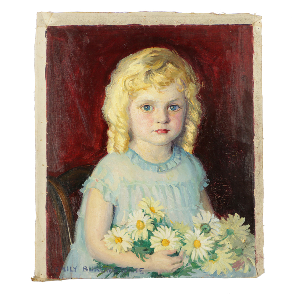 Emily B. Waite Oil Painting on Unstretched Canvas of a Blonde Girl