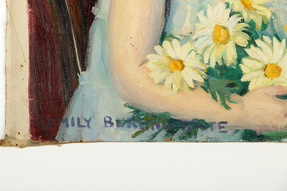 Emily B. Waite Oil Painting on Unstretched Canvas of a Blonde Girl