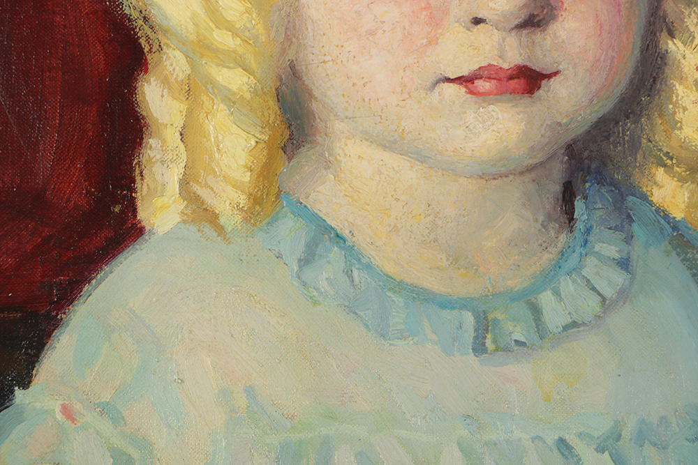 Emily B. Waite Oil Painting on Unstretched Canvas of a Blonde Girl