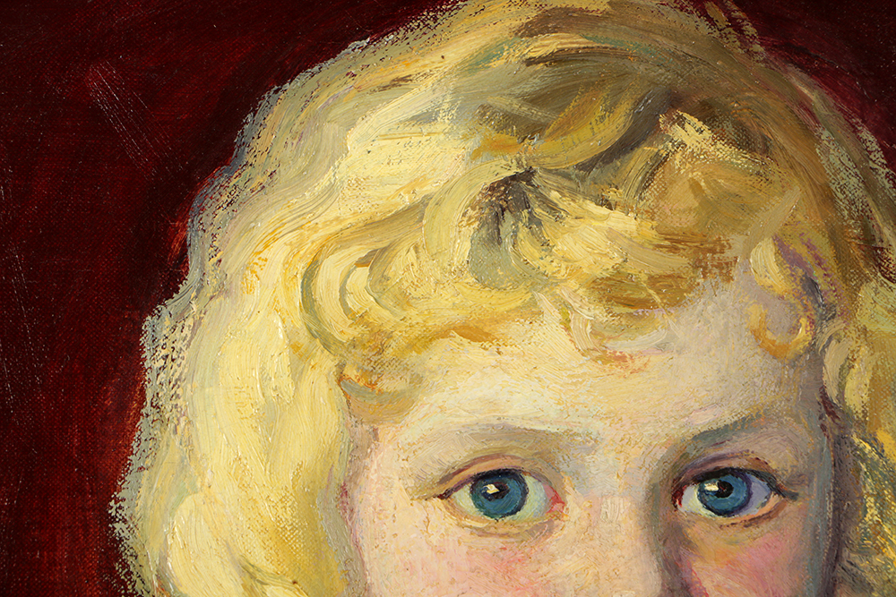 Emily B. Waite Oil Painting on Unstretched Canvas of a Blonde Girl