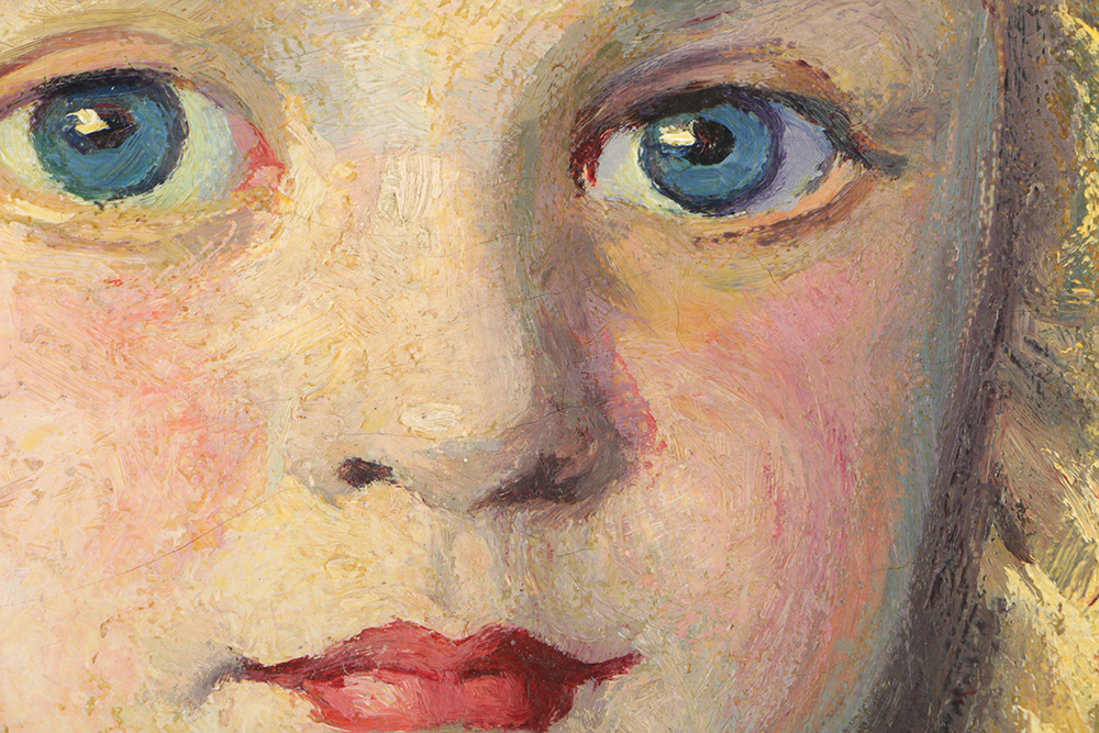 Emily B. Waite Oil Painting on Unstretched Canvas of a Blonde Girl