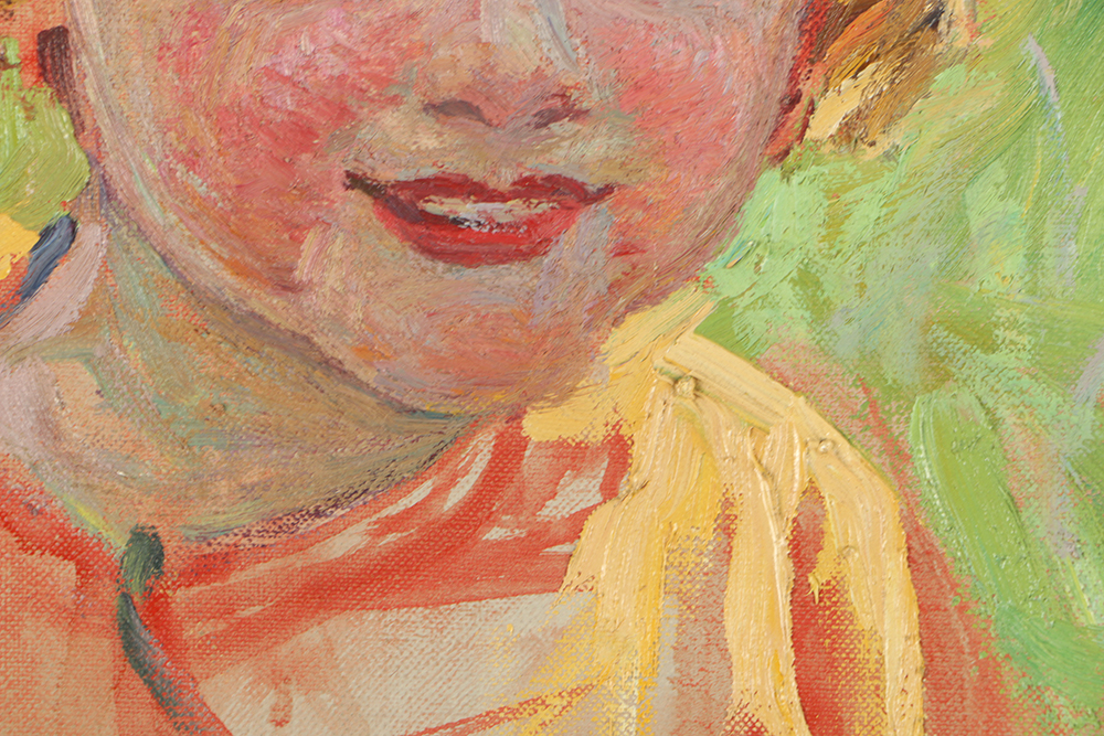 Emily B. Waite Oil Painting on Unstretched Canvas of a Child