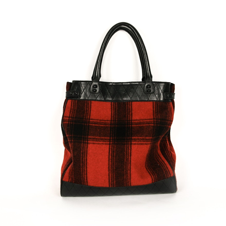 3.1 Phillip Lim Red Plaid and Black Leather Purse From Barneys
