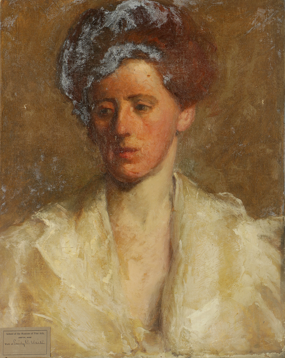 Emily B. Waite Oil Painting on Unstreached Canvas Portrait of a Woman