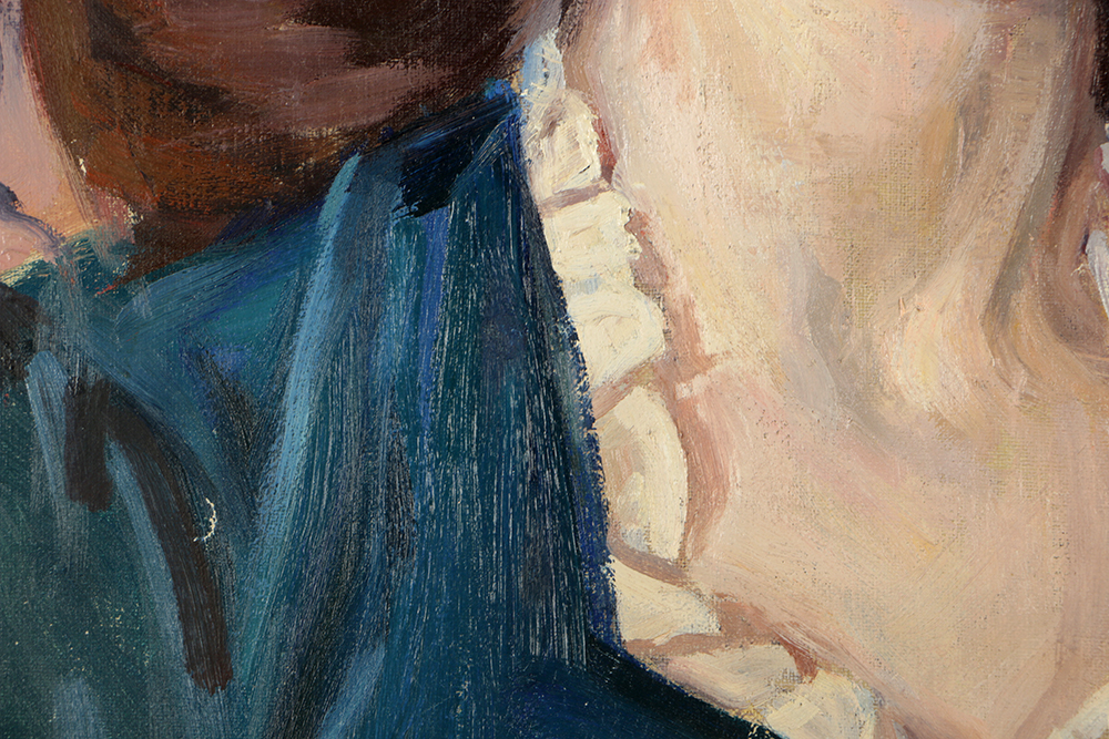 Emily B. Waite Oil Painting on Unstretched Canvas Portrait of a Young Woman