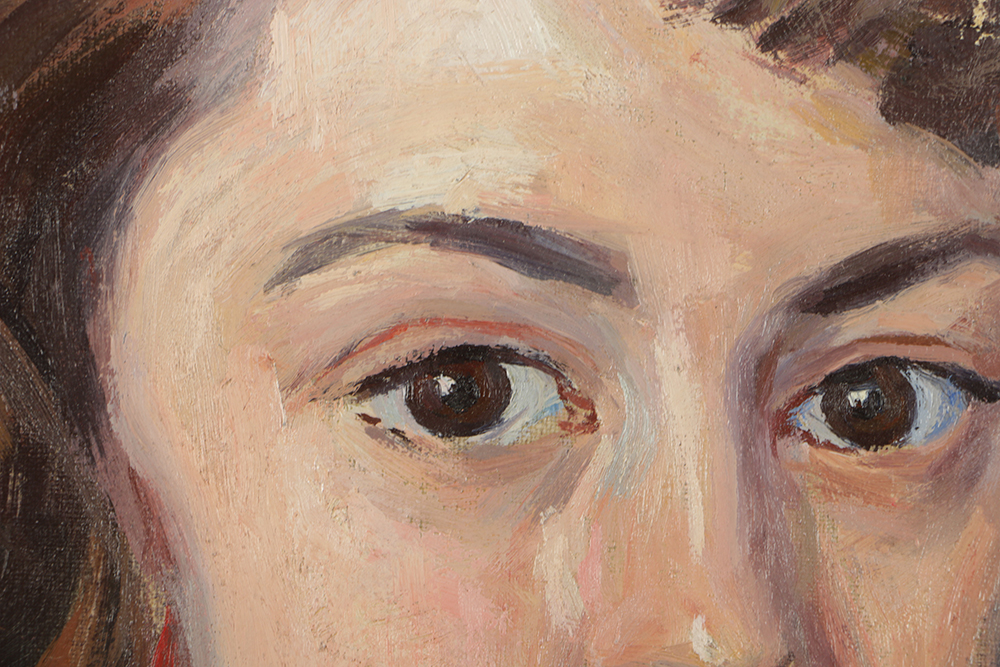 Emily B. Waite Oil Painting on Unstretched Canvas Portrait of a Young Woman