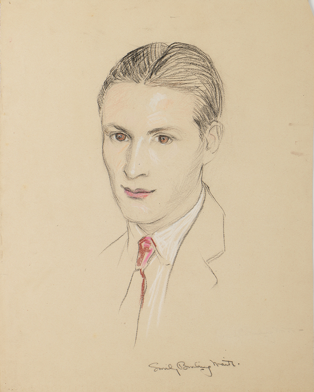 Emily B. Waite Pastel Drawing on Paper Portrait of A Man