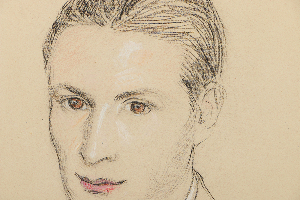 Emily B. Waite Pastel Drawing on Paper Portrait of A Man