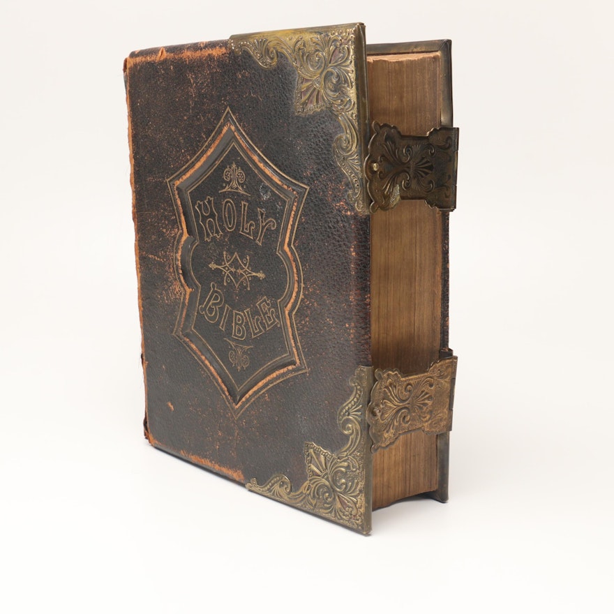 Circa 1890 English Leather Bound Holy Bible