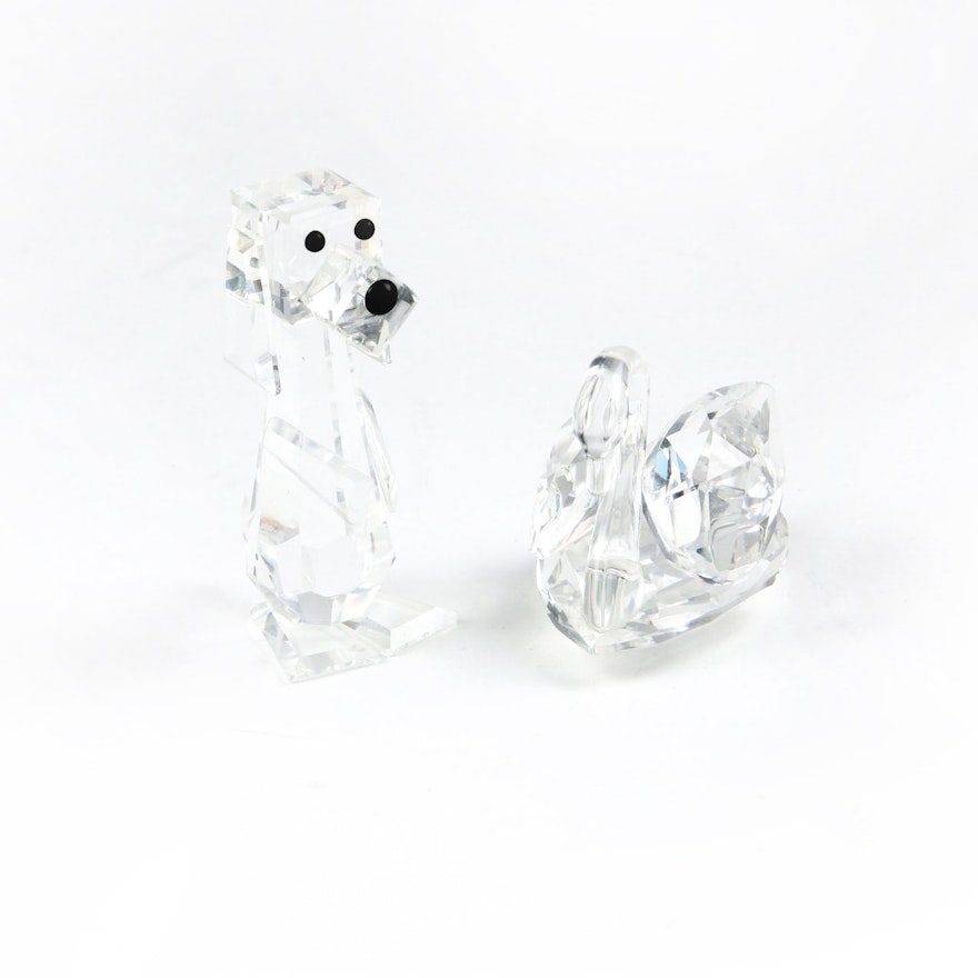Swarovski Crystal Dog and Swan