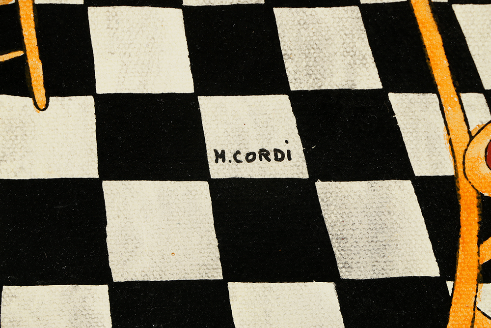 Michel Cordi Oil Painting on Canvas Folk Art Saloon